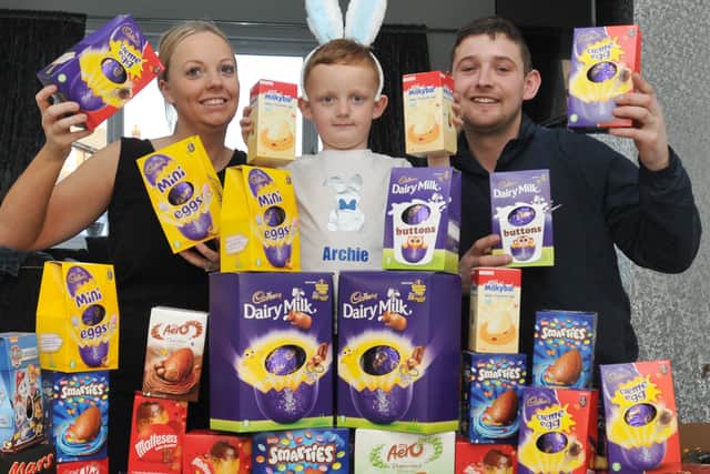 Archie. pictured in 2019, has been donating Easter eggs for four years