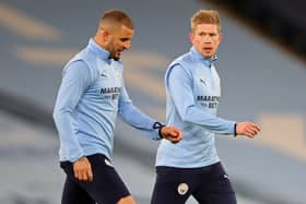 Kyle Walker and Kevin De Bruyne are doubts for Manchester City's FA Cup clash with Liverpool. Credit: Getty.