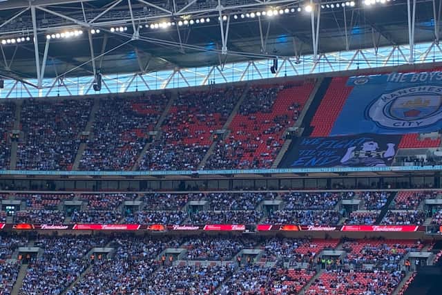 There was a notable section of empty seats at Wembley.
