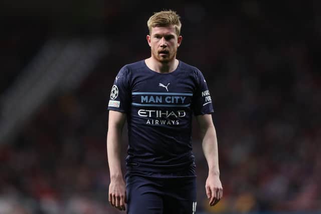 Kevin De Bruyne was missing on Saturday with injury. Credit: Getty.