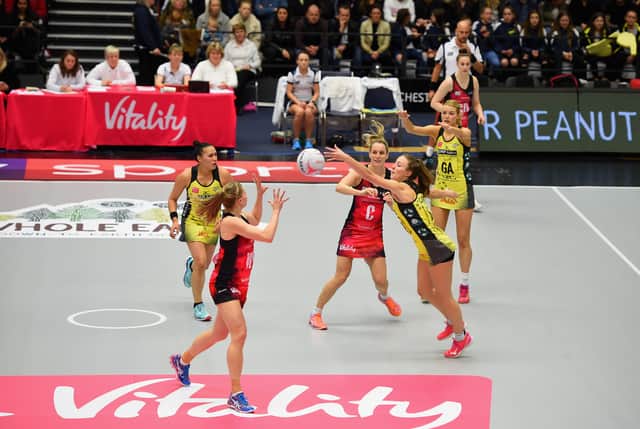 Manchester Thunder netballers pictured previously in action Credit: Getty
