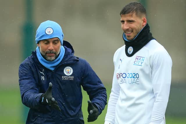 Ruben Dias is on the bench for City. Credit: Getty.