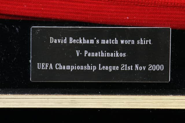 Signed match-worn shirt which David Beckham Credit: Mullock's Auctioneers / SWNS