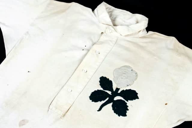 An extremely rare England rugby international jersey Credit: Mullock's Auctioneers / SWNS