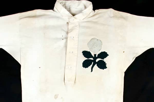 An extremely rare England rugby international jersey Credit: Mullock's Auctioneers / SWNS