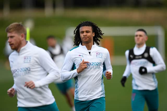 Nathan Ake trained with Manchester City on Monday despite a recent ankle injury. Credit: Getty.