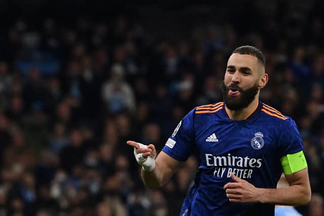 Karim Benzema scored two goals for Real Madrid in the first leg. Credit: Getty.
