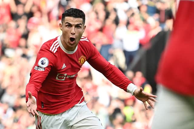 Ronaldo scored five goals in April for United, including a hat-trick against Norwich. Credit: Getty. 