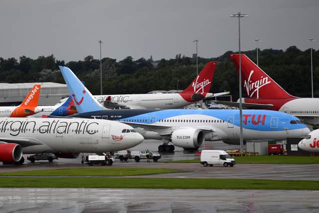 Candidates were asked if they supported a cap on emissions from flights to and from Manchester Airport. Photo: AFP via Getty Images 