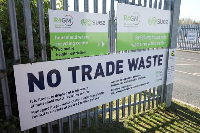 A trade waste sign at a tip in Greater Manchester. Credit: Suez