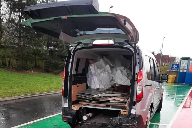 A disability adapted vehicle converted to dump trade waste. Credit: Suez