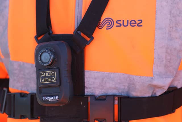 Bodycam worn by tip worker in Greater Manchester. Credit: Suez.