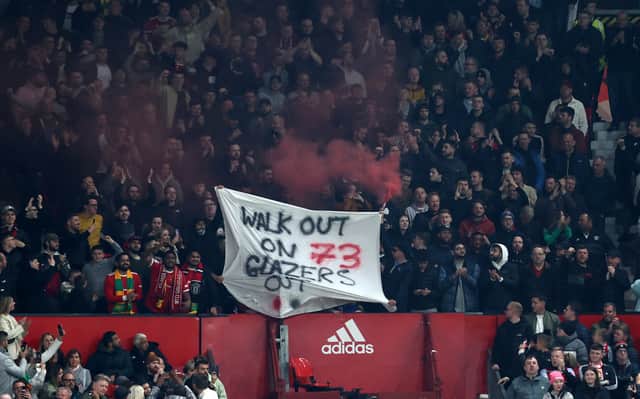 <p>There was a planned anti-Glazer protest at Old Trafford on Monday night. Credit: Getty.</p>