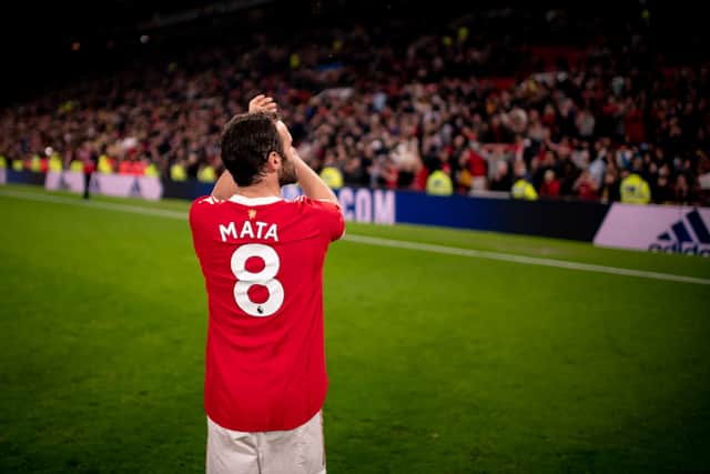 Juan Mata made his way around the pitch applauding the fans at the end of the game. Credit: Getty.