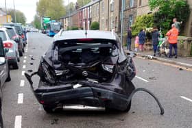 The aftermath of when an HGV truck smashed into three vehicles in Egerton Credit: Anthony Ashton / SWNS