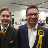 Newly elected Lib Dem councillors Alex Warren and Chris Twells at the Salford local elections 2022. Credit: LDRS