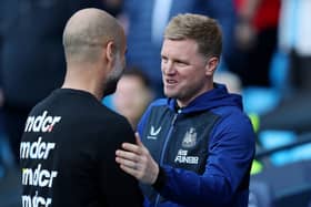 Eddie Howe praised Manchester City’s supporters after the 5-0 loss on Sunday. Credit: Getty.