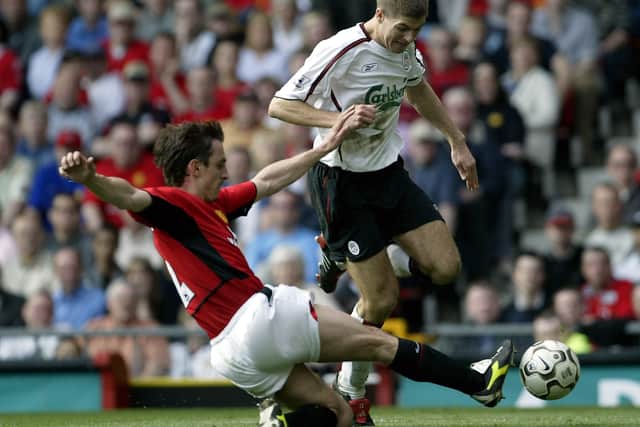 Gary Neville enjoyed plenty of battles with Liverpool over the years. Credit: Getty.