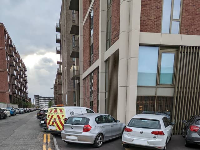 Pavement parking in Hulme Street, Salford. Credit: Walk Ride Central Salford. 
