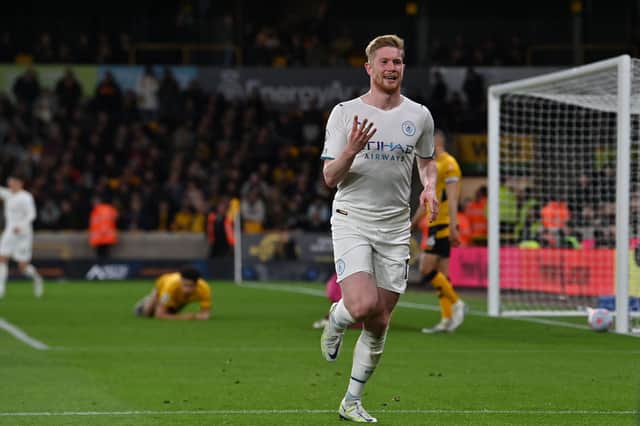 Kevin De Bruyne was on fire at Molineux. Credit: Getty.