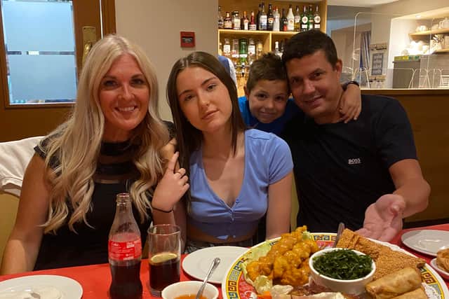 Julie Edwards with her daughter Lily, her son Jack and her partner Jamin
