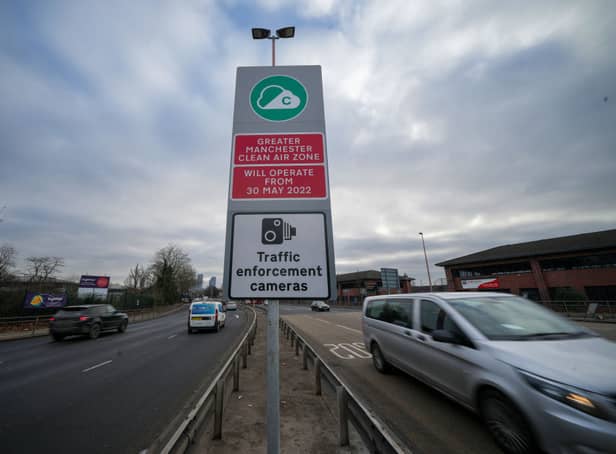 <p>A Clean Air Zone sign previously installed (Photo by Christopher Furlong/Getty Images)</p>