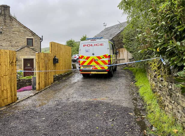 <p>Police at the scene after boy, 3, dies in dog attack in Milnrow, Rochdale Credit: Matthew Lofthouse SWNS</p>