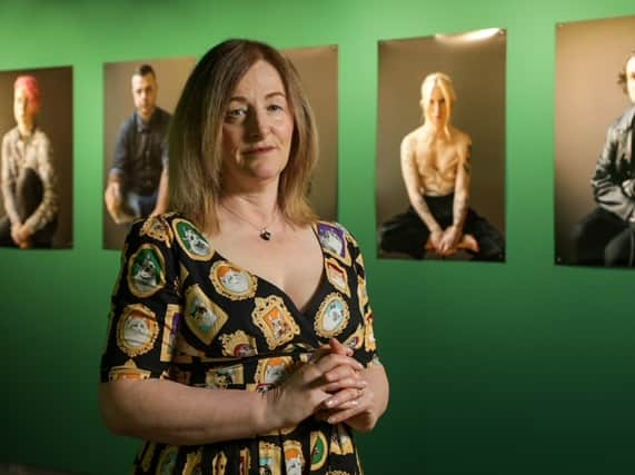 Photographer Allie Crewe at the unveiling of her photography exhibition at Waterside. Photo: Jason Lock