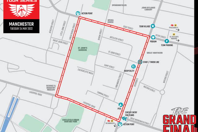 A map of the Manchester circuit for the cycling event