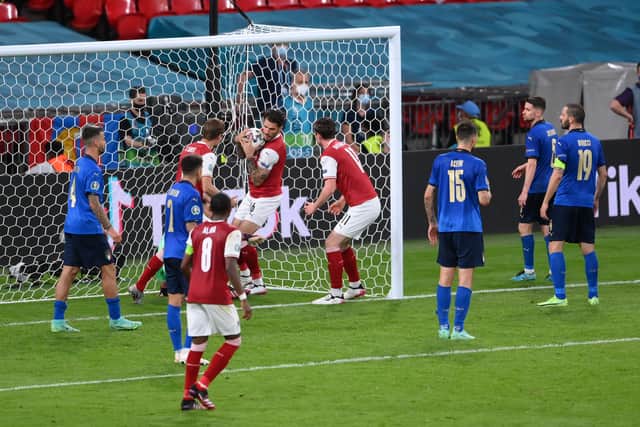 Sasa Kalajdzic scored against Italy last summer, although Austria were eliminated from the tournament by Roberto Mancini’s men. Credit: Getty.