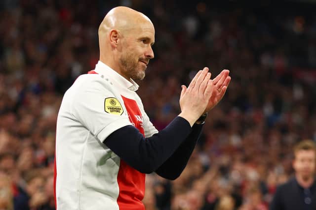 Ten Hag’s time in charge of Ajax finished last week. Credit: Getty.