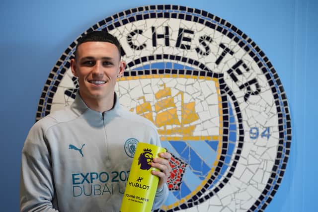 Phil Foden wins the Premier League Young Player of the Year award.