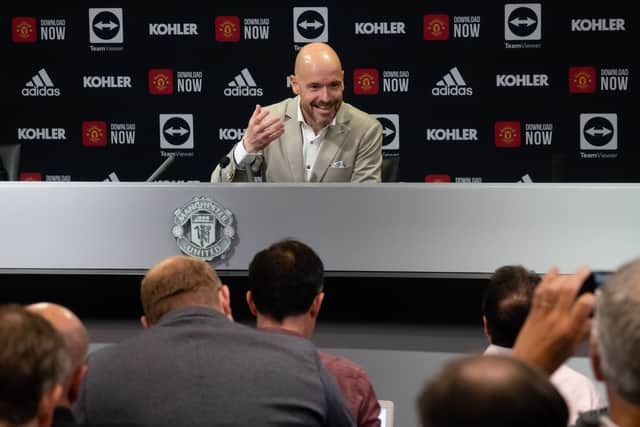 Erik ten Hag was in good spirits as he addressed the press on Monday afternoon. Credit: Getty.
