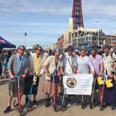 The Scooter Grannies at Blackpool Tower during one of their fund-raising rides