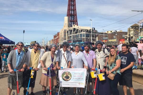 The Scooter Grannies at Blackpool Tower during one of their fund-raising rides