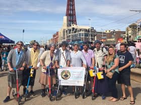 The Scooter Grannies at Blackpool Tower during one of their fund-raising rides
