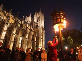 A beacon is lit outside Westminster Abbey as part of Diamond Jubilee celebrations in 2012 (Photo: Sean Gallup/Getty Images)