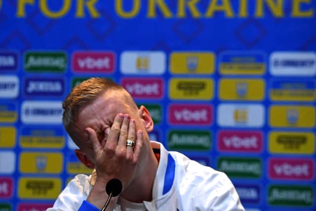Zinchenko was moved to tears when speaking about the war in Ukraine. Credit: Getty.