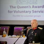 The Lord Lieutenant speaking at an event for The Queen’s Award for Voluntary Service. Photo: Mark Waugh/Manchester Press Photography