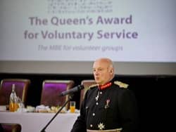 The Lord Lieutenant speaking at an event for The Queen’s Award for Voluntary Service. Photo: Mark Waugh/Manchester Press Photography