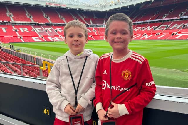 Morgan Bishop and his brother Jenson. Credit: Paul Bishop / SWNS
