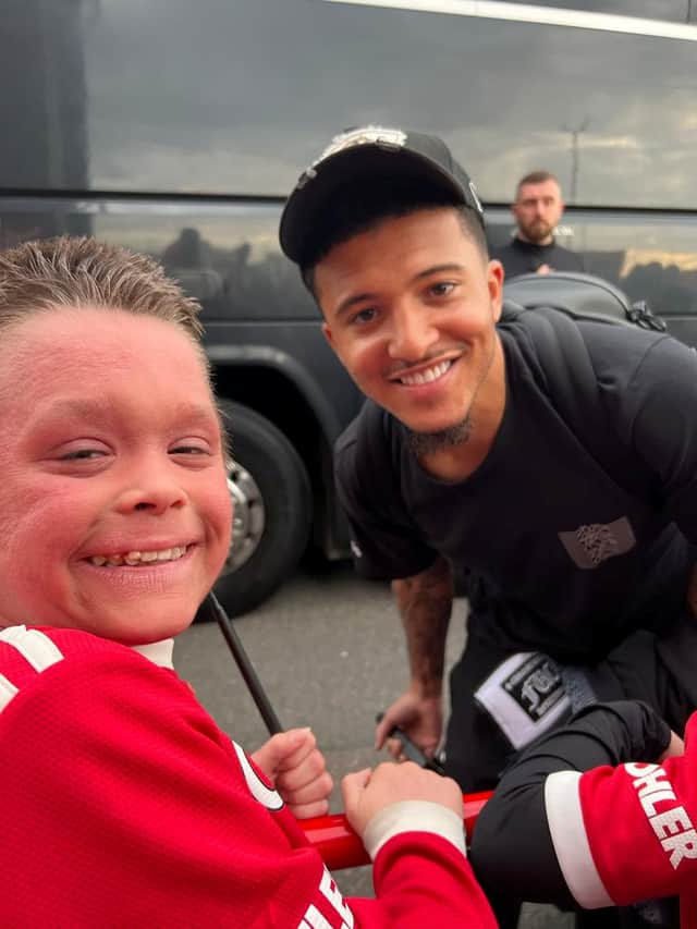 Morgan Bishop meets Jadon Sancho Credit: Paul Bishop / SWNS