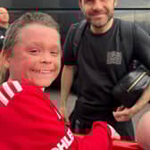 Morgan Bishop meets Juan Mata. Credit: Paul Bishop / SWNS