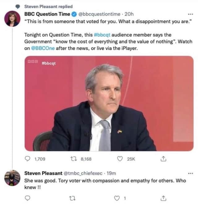 Tameside council chief executive Steven Pleasant\'s comments on social media have now been deleted. Credit: Twitter