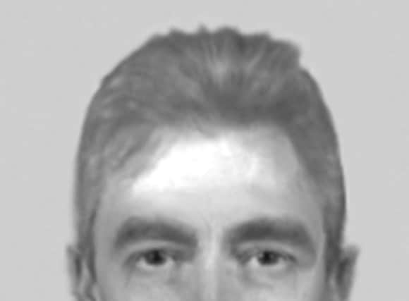 An e-fit of a man police want to speak to after an acid attack in Oldham