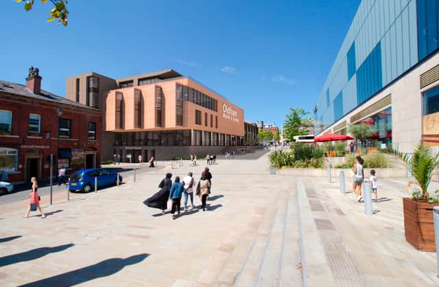 CGI of redeveloped Spindles from Parliament Square. Photo: Oldham council. 