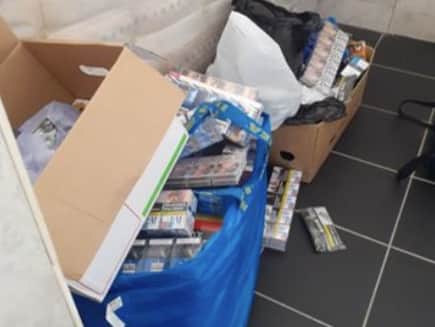 Illicit tobacco seized at Euro Market in Cheetham Hill Road, Manchester.
