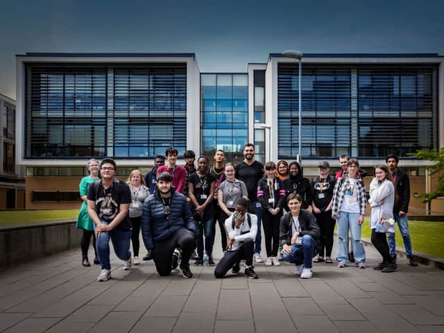 Silicon Valley entrepreneur and business investor Ash Rust visits the Trafford College campus in Altrincham