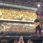 Ed Sheeran’s guitar failed at the Etihad Credit: via SWNS