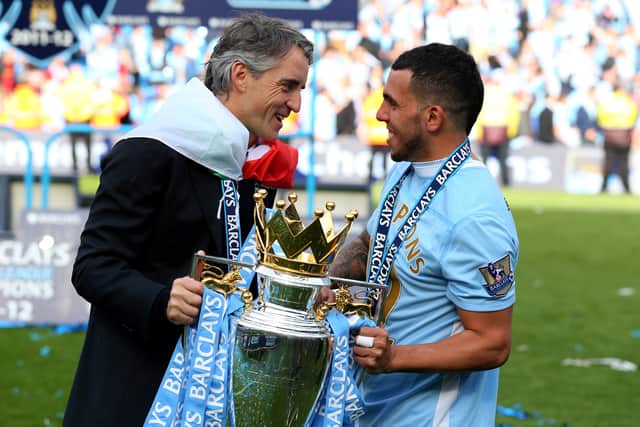 Tevez helped Manchester City win their first Premier League title in 2012. Credit: Getty.
